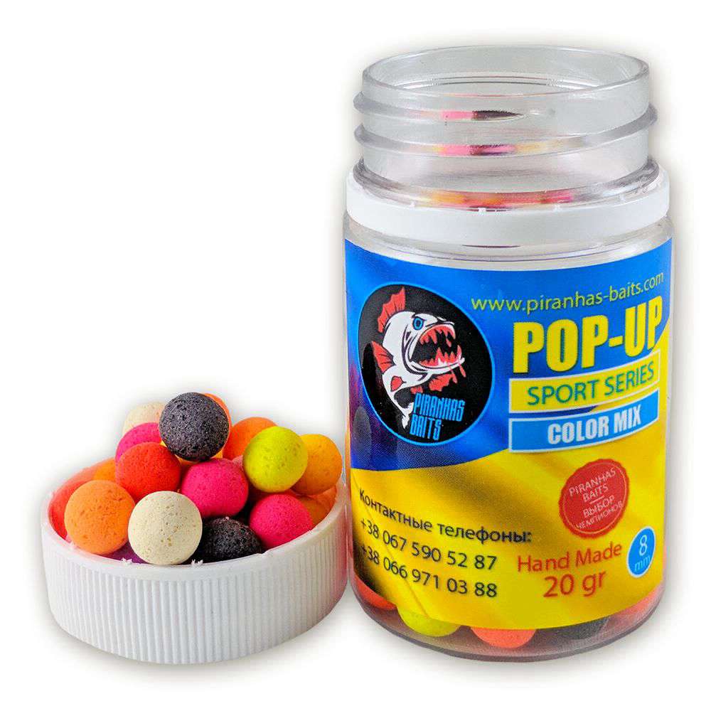 Бойлы Piranhas Baits Pop-up sport series 8mm Color Mix (20g)