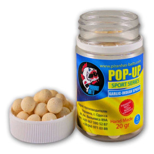 Бойлы Piranhas Baits Pop-up sport series 8mm Garlic-Indian Spices (20g)