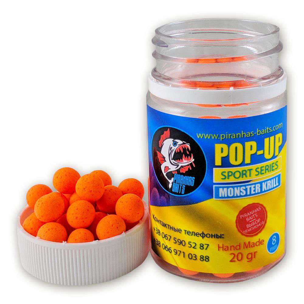 Бойлы Piranhas Baits Pop-up sport series 8mm Monster Kril (20g)