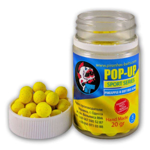 Бойлы Piranhas Baits Pop-up sport series 8mm Pineapple-N-Butyric Acid (20g)