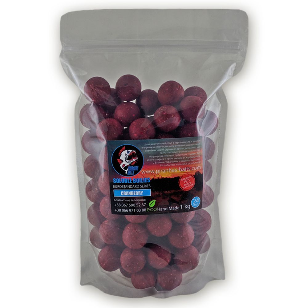 Пылящие бойлы Soluble Boilies Euro Series Cranberry 24mm 100g