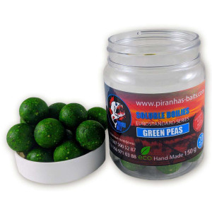 Пылящие насадочные бойлы Piranhas Baits Soluble Boilies Euro Series Green Peas 20mm 150g