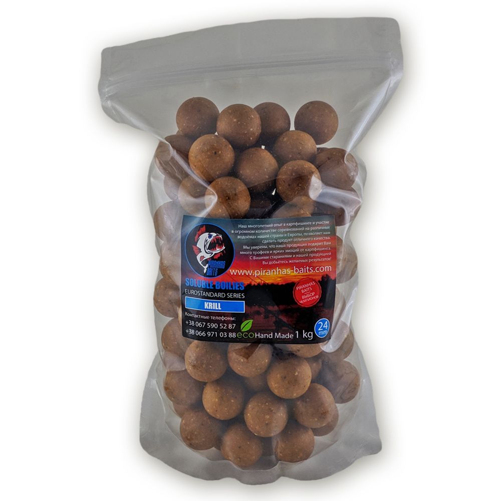 Пилящі бойли Soluble Boilies Euro Series Krill 24mm 100g