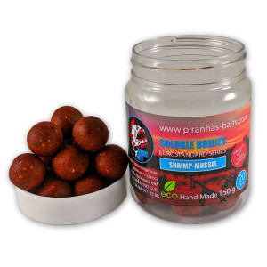 Пылящие насадочные бойлы Piranhas Baits Soluble Boilies Euro Series Shrimp-Mussel 20мм 150г