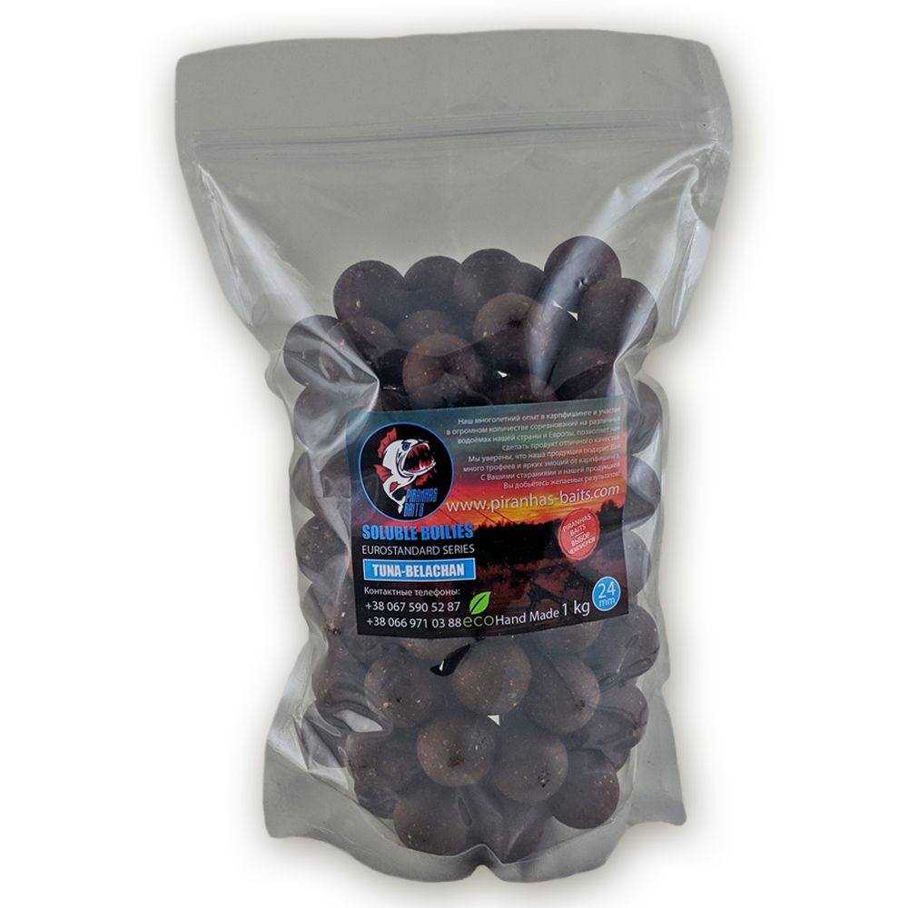 Пылящие бойлы Soluble Boilies Euro Series Tuna-Belachan 24mm 100g
