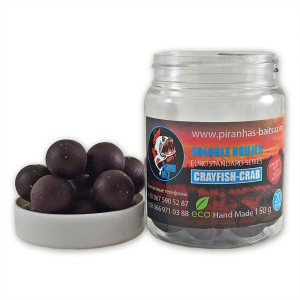 Пылящие насадочные бойлы Piranhas Baits Soluble Boilies Euro Series Crayfish-Crab 20мм 150г