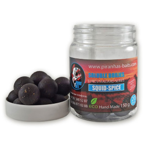 Пылящие насадочные бойлы Piranhas Baits Soluble Boilies Euro Series Squid-Spice 20мм 150г