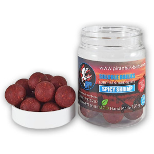 Пылящие насадочные бойлы Piranhas Baits Soluble Boilies Euro Series Spicy Shrimp 20мм 150г
