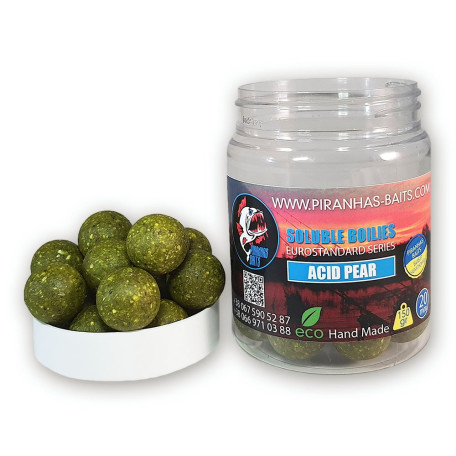Пылящие насадочные бойлы Piranhas Baits Soluble Boilies Euro Series Acid Pear 20мм 150г