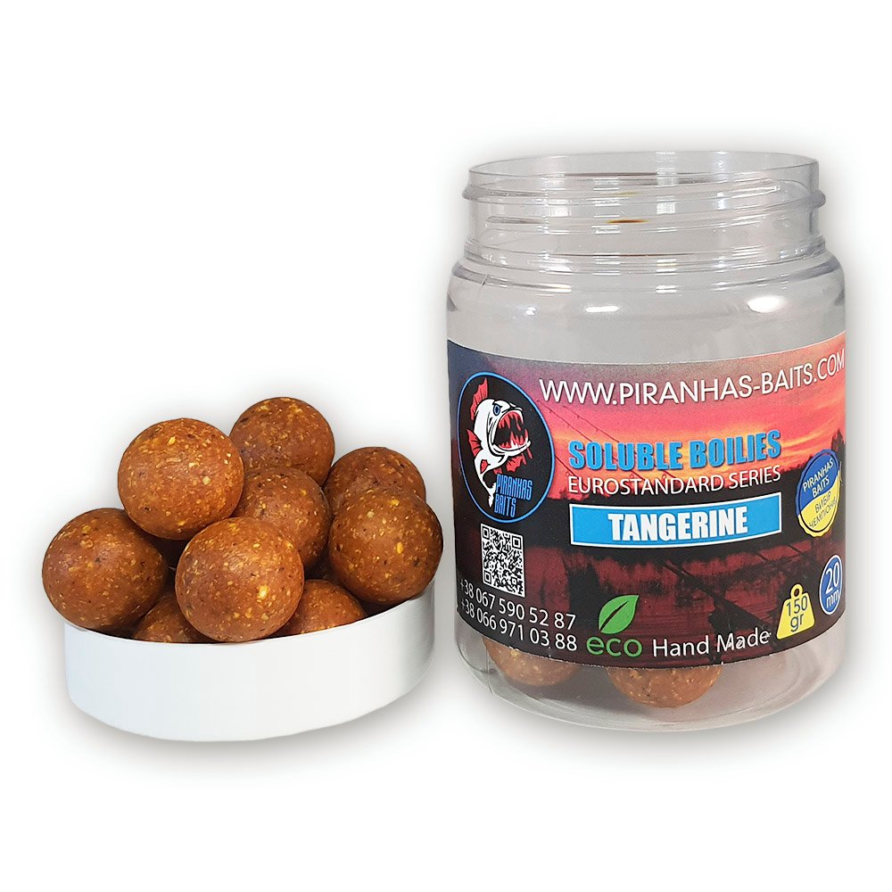 Пылящие насадочные бойлы Piranhas Baits Soluble Boilies Euro Series Tangerine 20мм 150г