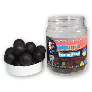 Пылящие насадочные бойлы Piranhas Baits Soluble Boilies Euro Series Squid-Bloodworm 20мм 150г