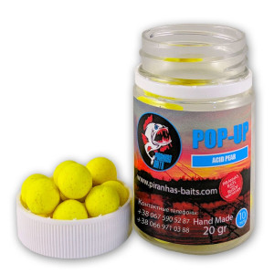 Бойлы Piranhas Baits Pop-up Eurostandard Series 10мм Acid Pear (20г)