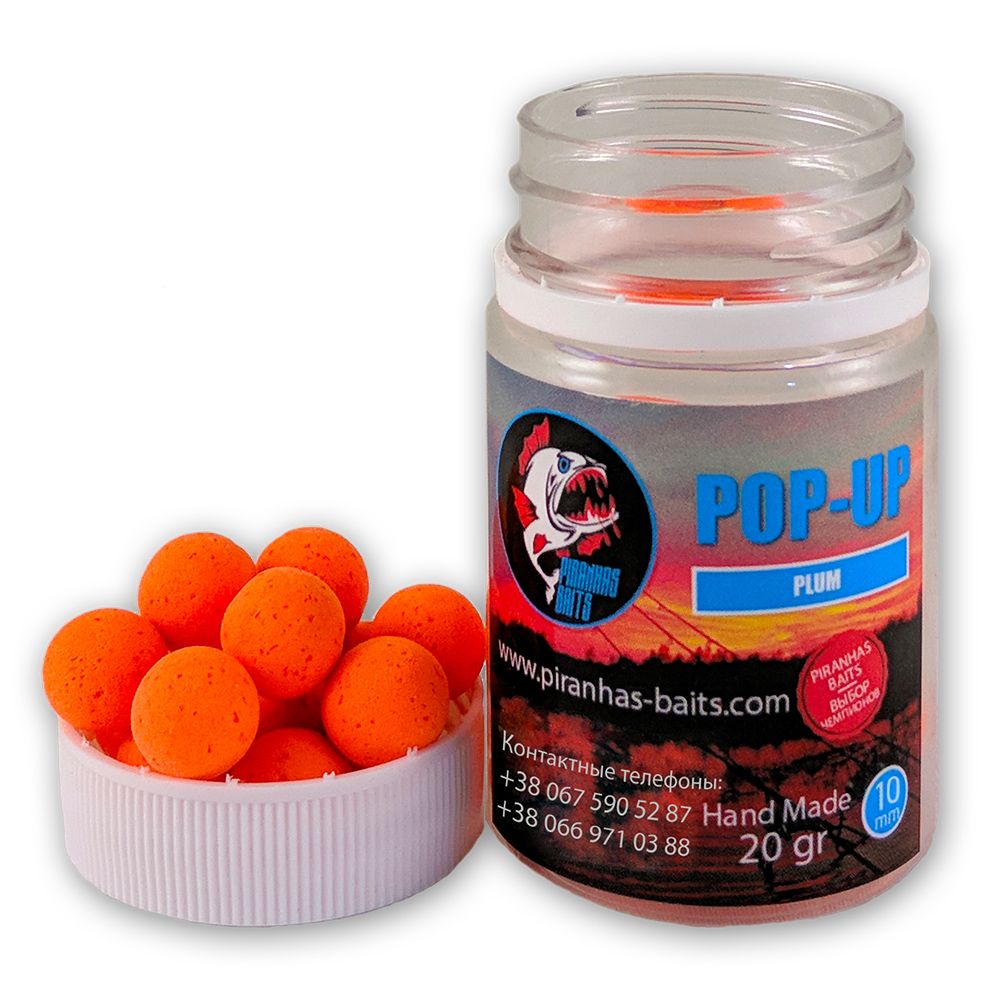 Бойлы Piranhas Baits Pop-up Eurostandard Series 10мм Plum (20г)
