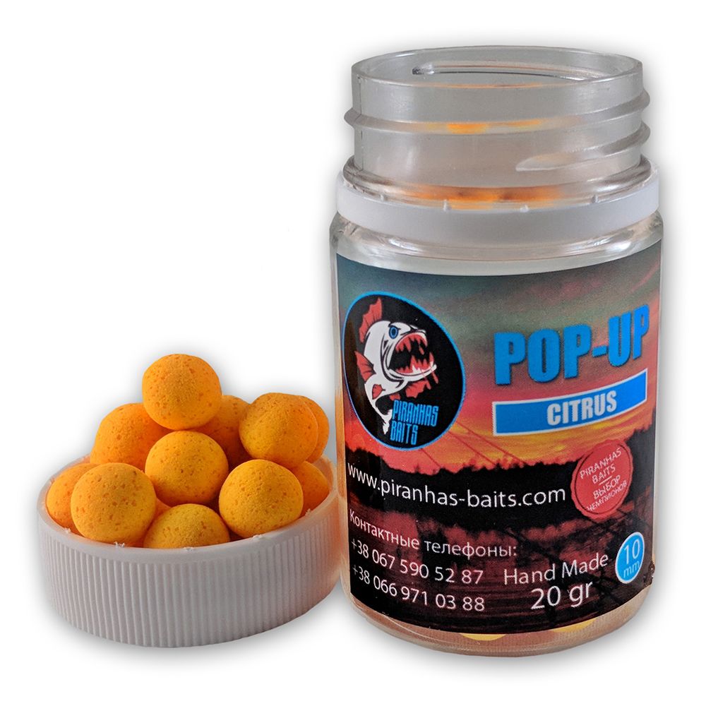 Бойлы Piranhas Baits Pop-up Eurostandard Series 10мм Citrus (20г)