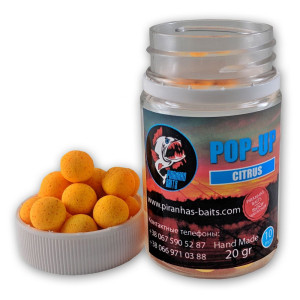 Бойлы Piranhas Baits Pop-up Eurostandard Series 10мм Citrus (20г)