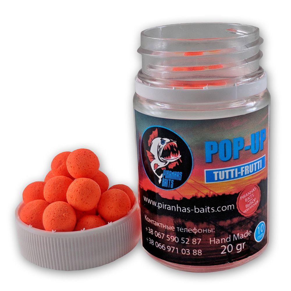 Бойлы Piranhas Baits Pop-up Eurostandard Series 10мм Tutti-Frutti (20г)