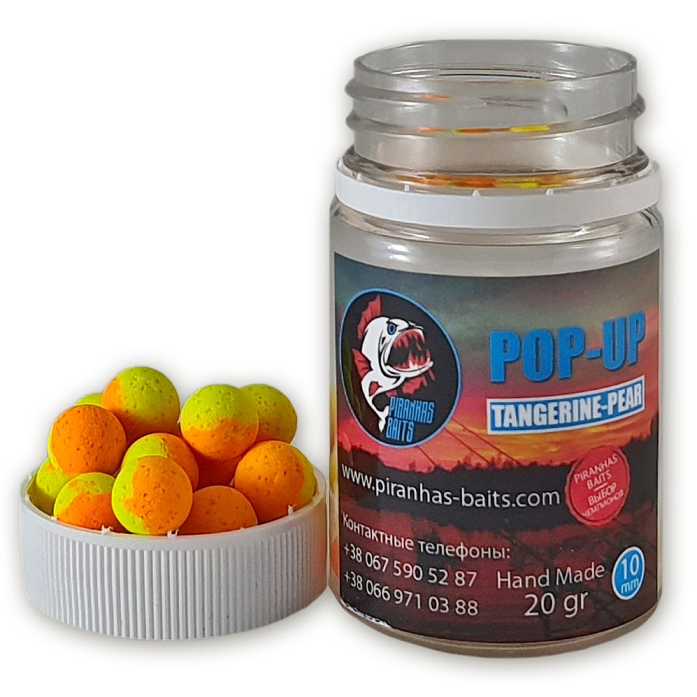 Бойлы Piranhas Baits Pop-up Eurostandard Series 10мм Tangerine Pear (20г)