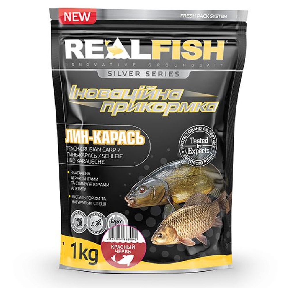 Прикормка Real Fish Линь-Карась Красный червь (1кг)