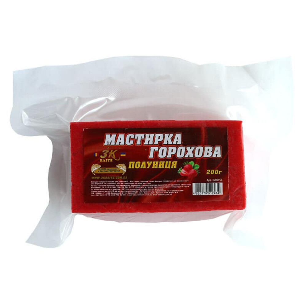 Мастырка 3KBaits гороховая (клубника), 200г