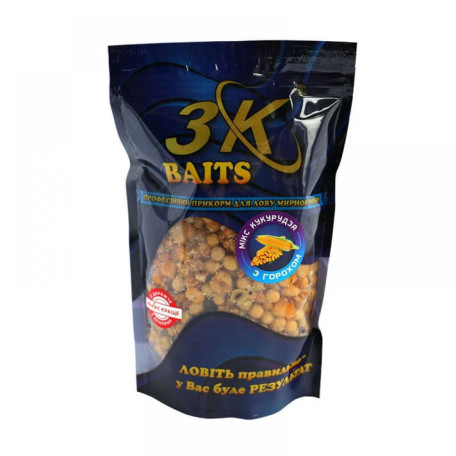 Зерновой микс 3K Baits Кукуруза с горохом, 500г