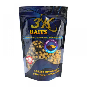 Зерновий мікс 3K Baits Горох з коноплями, 400г
