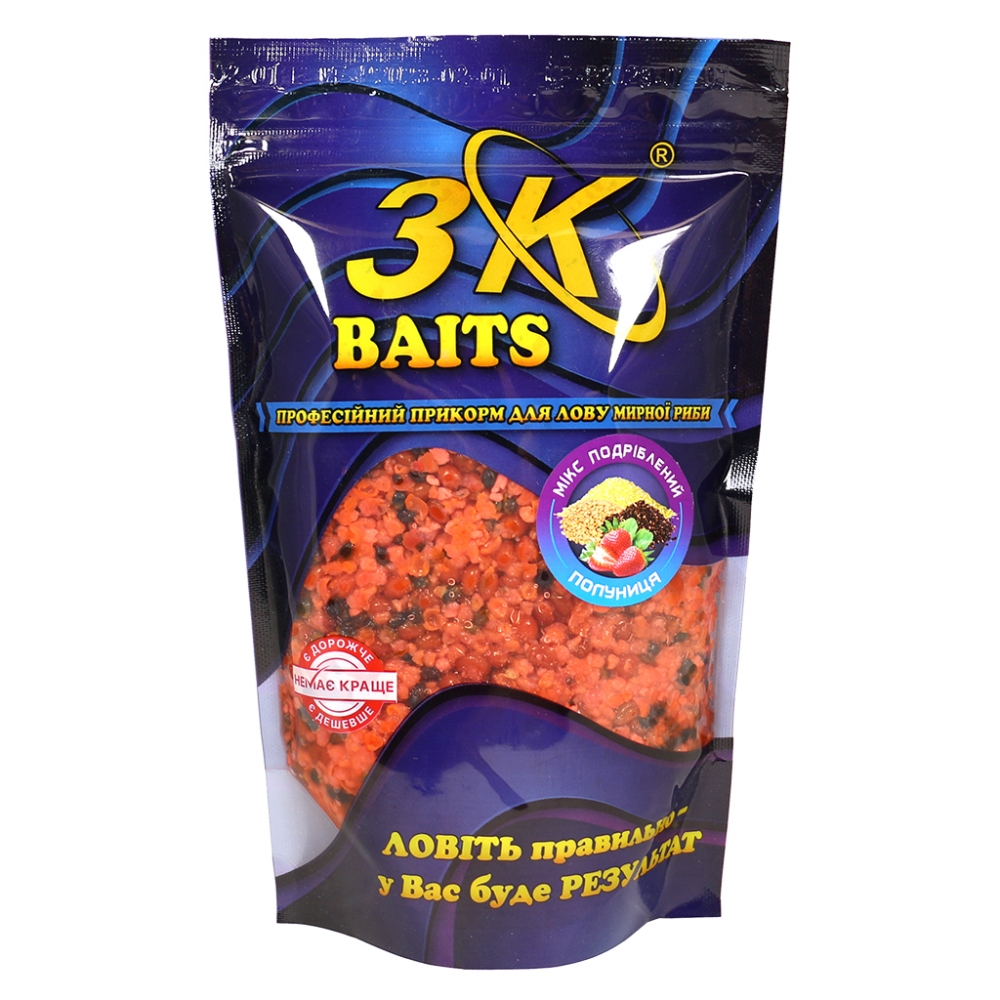 Дробленый зерновой микс 3K Baits (клубника), 500г