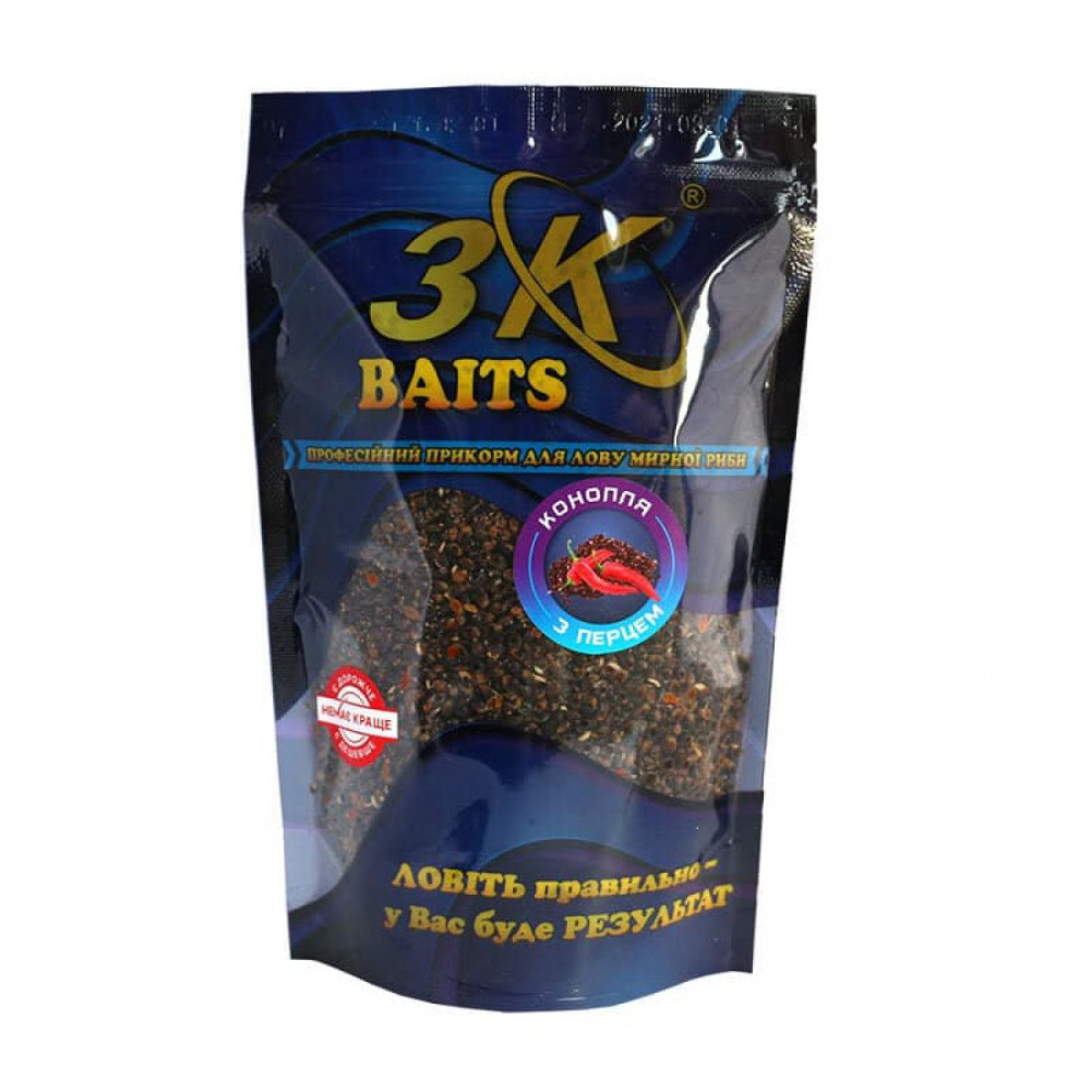 Зерновий мікс 3K Baits Конопля з перцем (гостра), 400г
