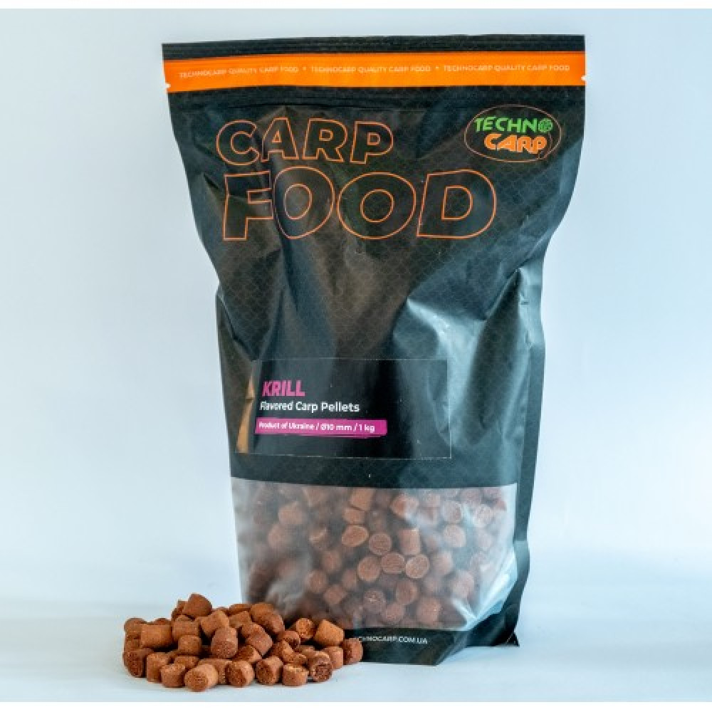 Пеллетс TechnoCarp Flavored carp pellets Krill 10мм 1кг