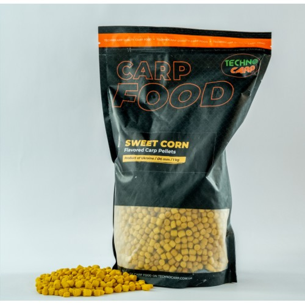 Пеллетс TechnoCarp Flavored carp pellets Sweet Corn 6мм 1.0кг