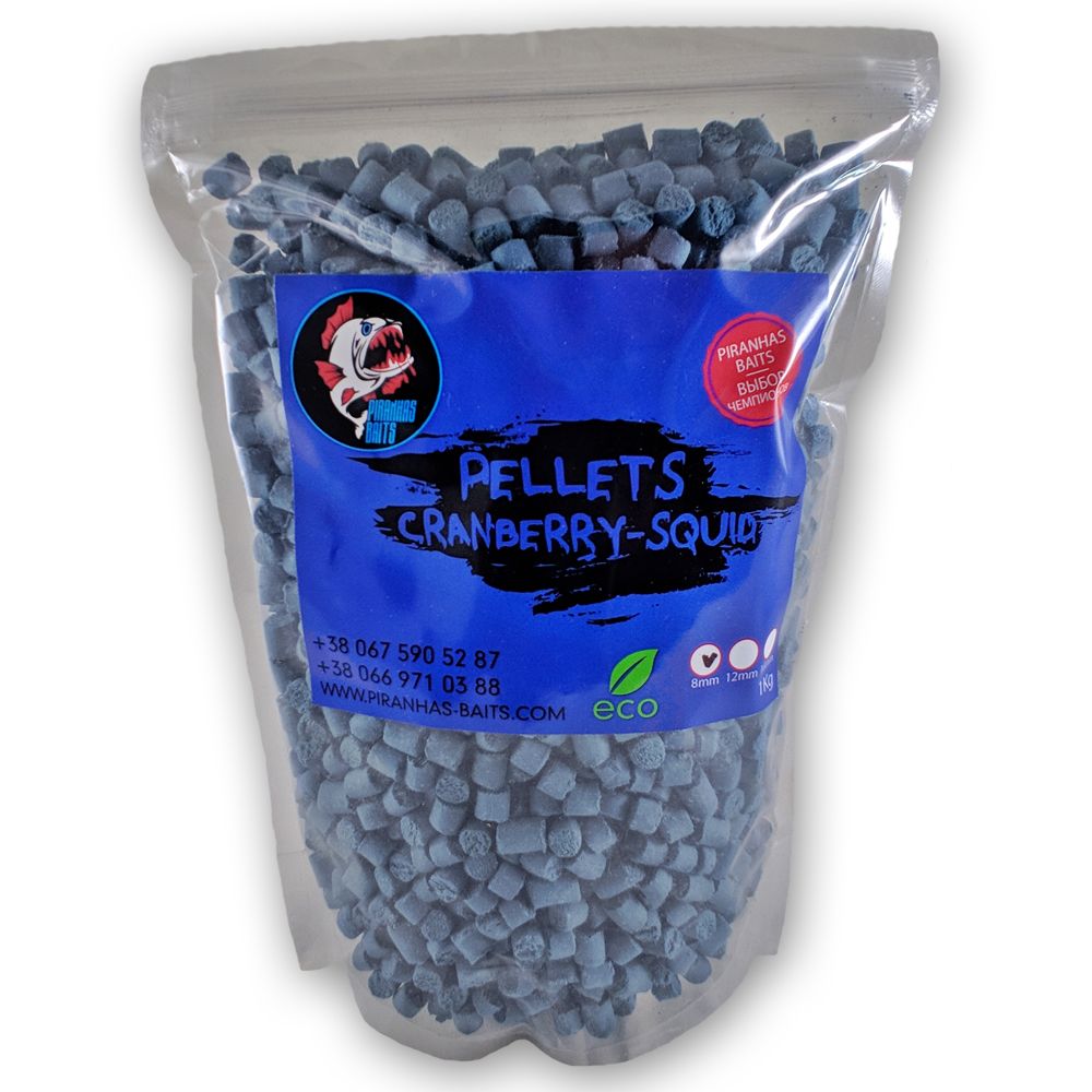 Пеллетс Piranhas Baits Cranberry-Squid 8mm 1kg