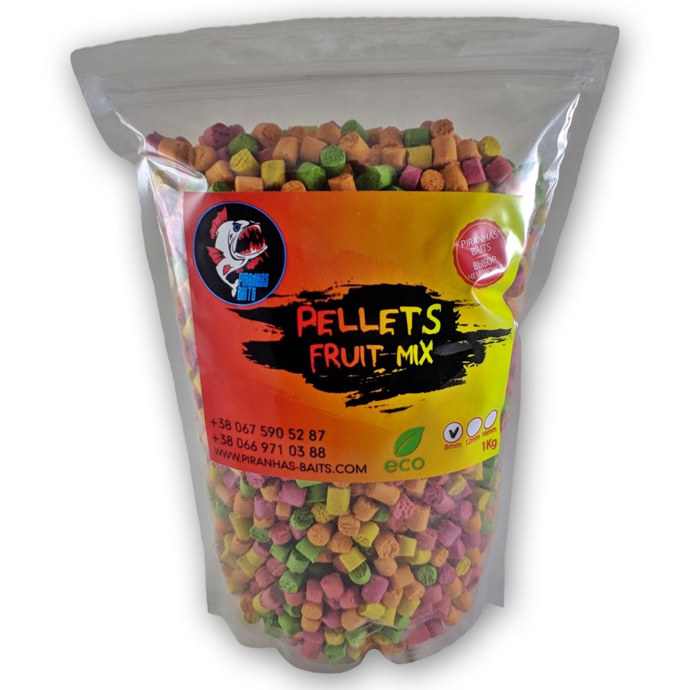 Пеллетс Piranhas Baits Fruit Mix 8mm 1kg