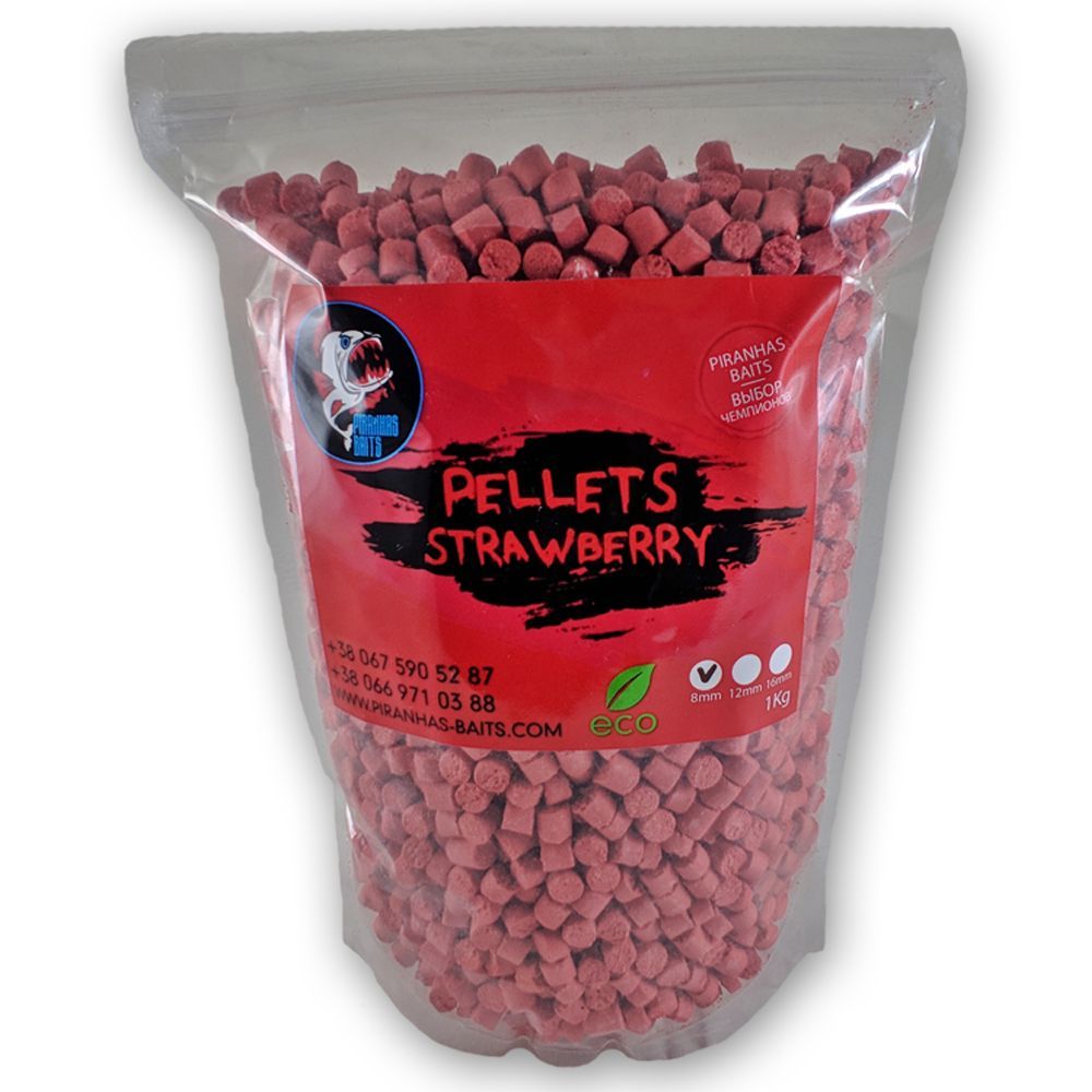 Пеллетс Piranhas Baits Strawberry 8mm 1kg