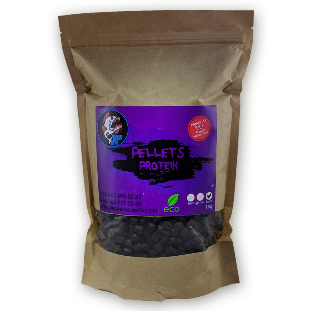 Пеллетс Piranhas Baits Protein 8mm 1kg