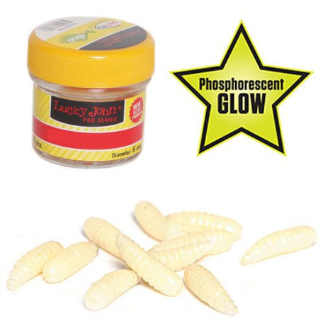 Опарыш силиконовый фосфорный Lucky John Maggot 14mm (25шт.)