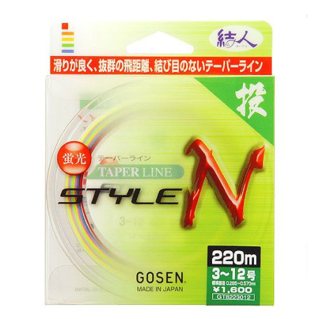 Леска с шок-лидером Gosen Taper Line Style N  220м 0.285-0.47мм