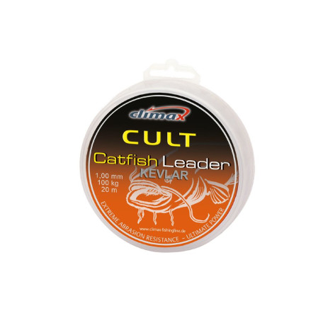 Поводковый материал Climax CULT Catfish Kevlar Leader сомовый 0.80mm 80kg olive (20m)