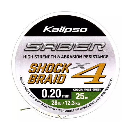 Шок-лидер Kalipso Saber Shock Braid X4 MG 25м 0.20мм 12.3кг