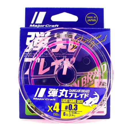 Шнур Major Craft  Lines Dangan Braid X4 UL 150м Pink PE 0.3/6lb 0.06mm