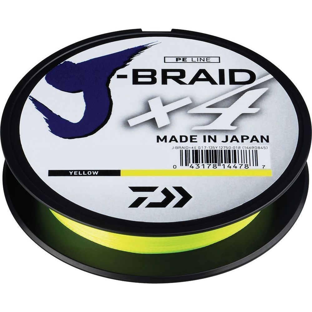 Шнур Daiwa J-Braid X4E Yellow 135m 0.07mm 2.6kg