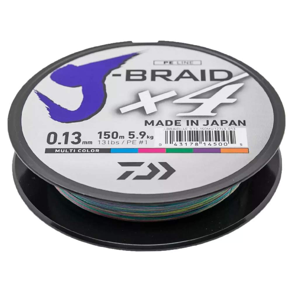 Шнур Daiwa J-Braid X4E 150m Multi Color 0.13mm 5.9kg