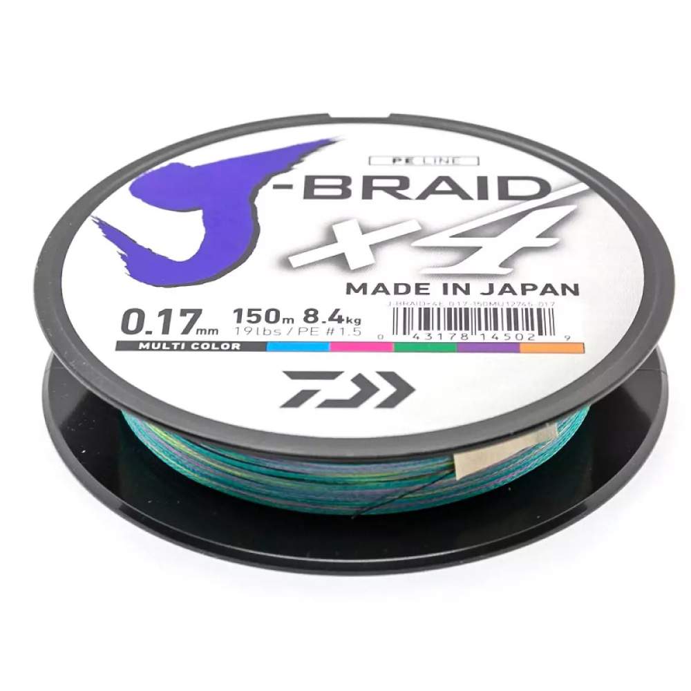Шнур Daiwa J-Braid X4E 150m Multi Color 0.17mm 8.4kg