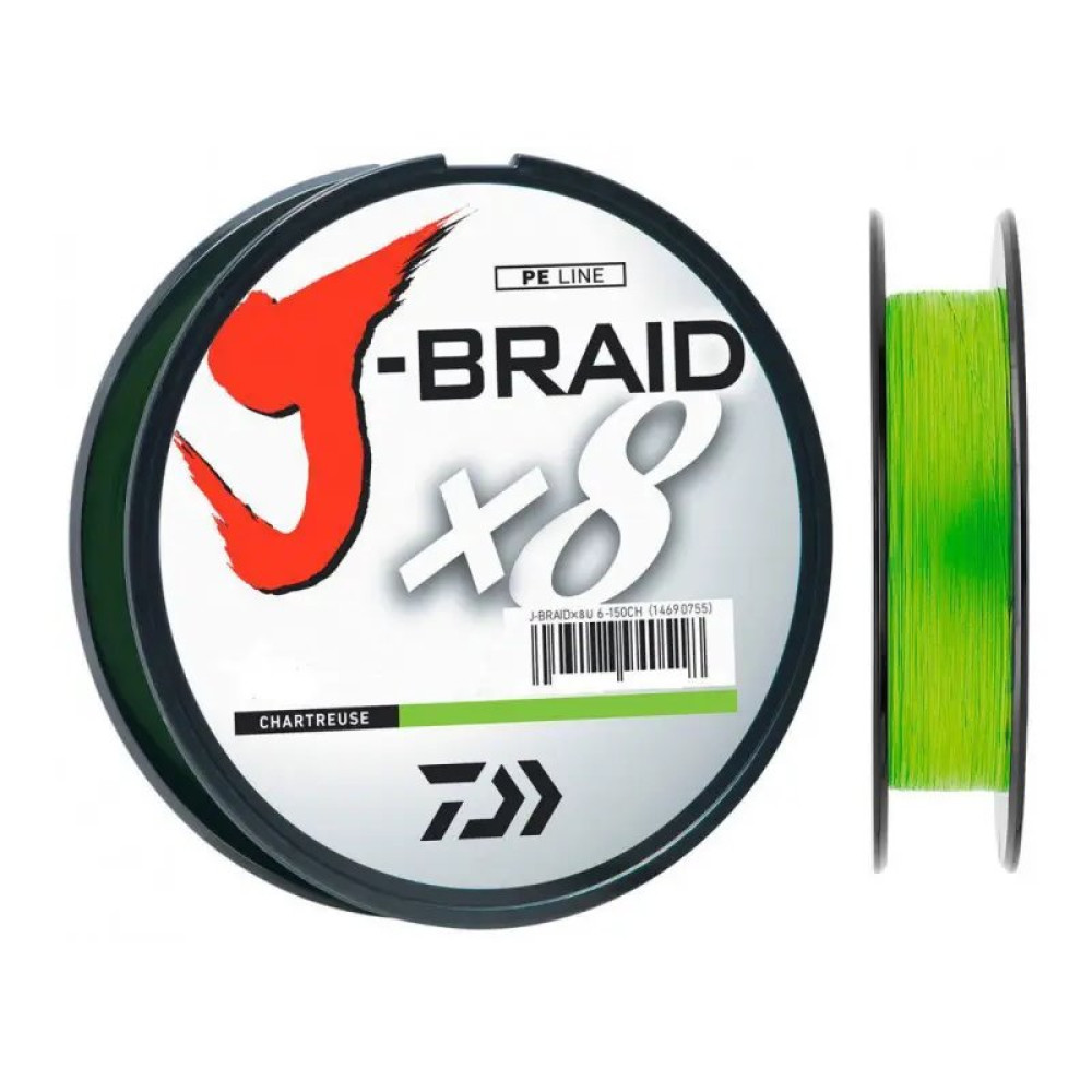 Шнур Daiwa J-Braid X8 150m Chartreuse 0.22mm 17.0kg