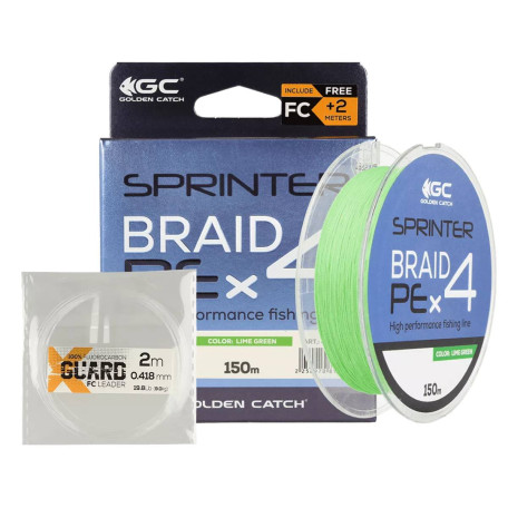 Шнур GC Sprinter PE X4 150м Lime Green #1.2/0.181мм 19.6lb/8.9кг