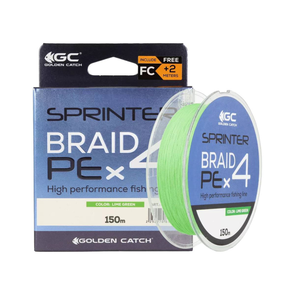 Шнур GC Sprinter PE X4 150м Lime Green #1.2/0.181мм 19.6lb/8.9кг