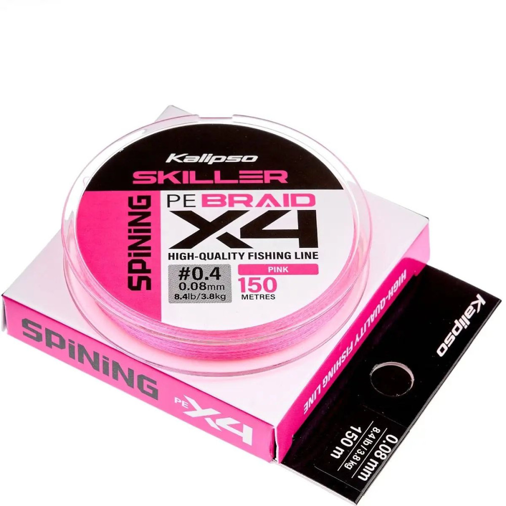 Шнур Kalipso Skiller Spin X4 Pink 150м PE#0.4 0.08мм 3.8кг