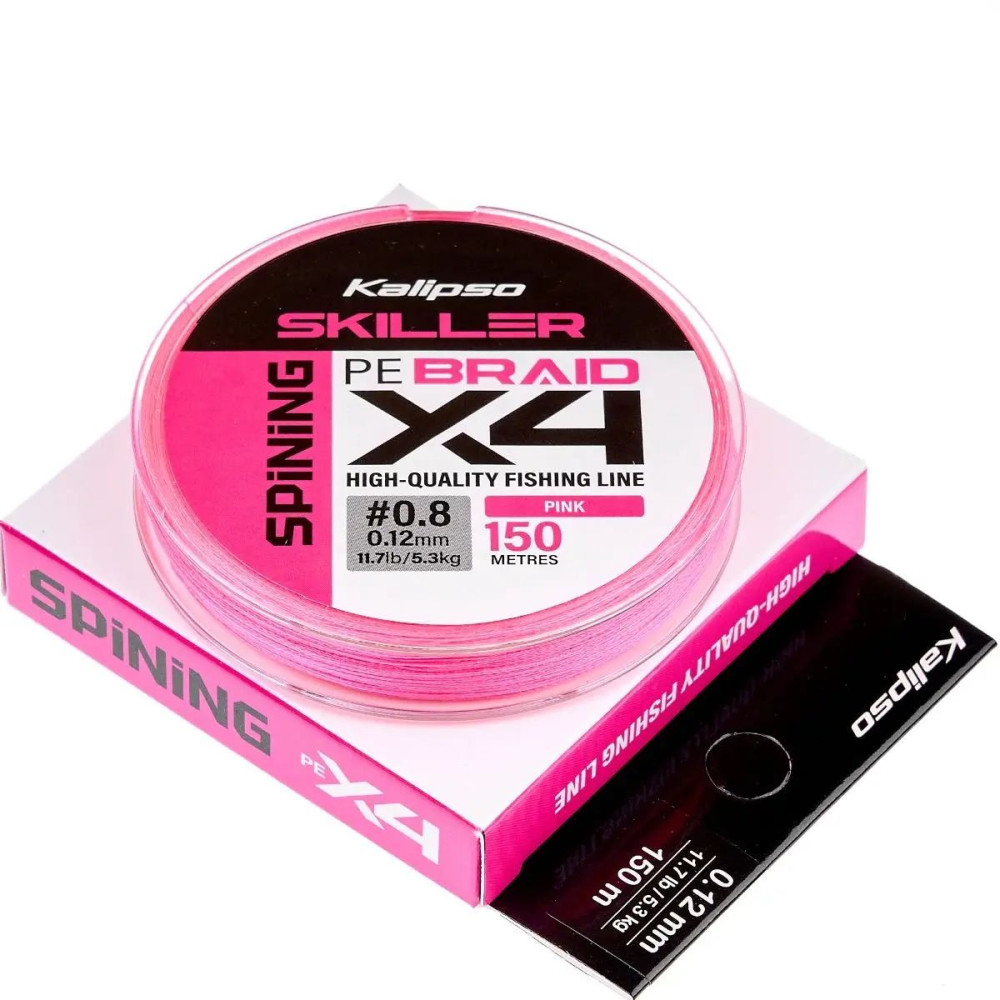 Шнур Kalipso Skiller Spin X4 Pink 150м PE#0.8 0.12мм 5.3кг