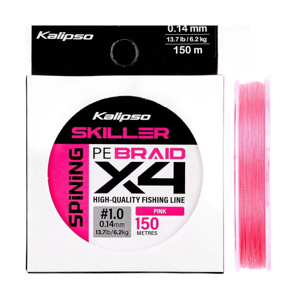Шнур Kalipso Skiller Spin X4 Pink 150м PE#1.0 0.14мм 6.2кг