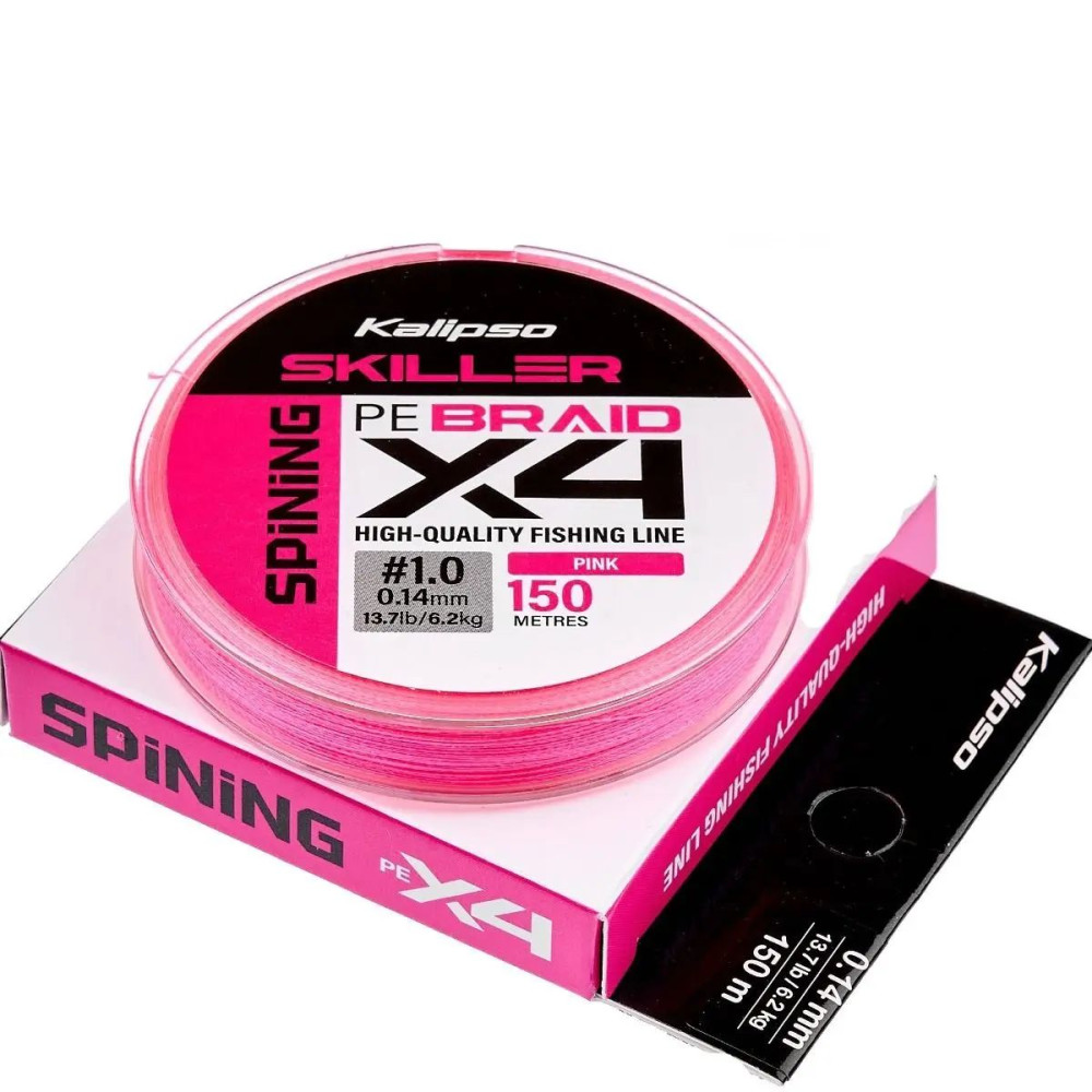 Шнур Kalipso Skiller Spin X4 Pink 150м PE#1.0 0.14мм 6.2кг