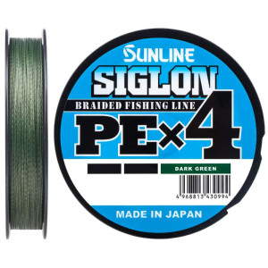 Шнур Sunline Siglon PE X4 150m #0.5/0.121mm 8lb/3.3kg (темно-зелений)