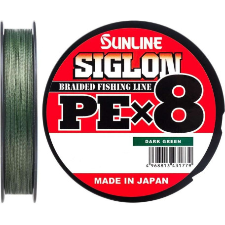 Шнур Sunline Siglon PE X8 300m #0.6/0.132mm 10lb/4.5kg (темно-зеленый)